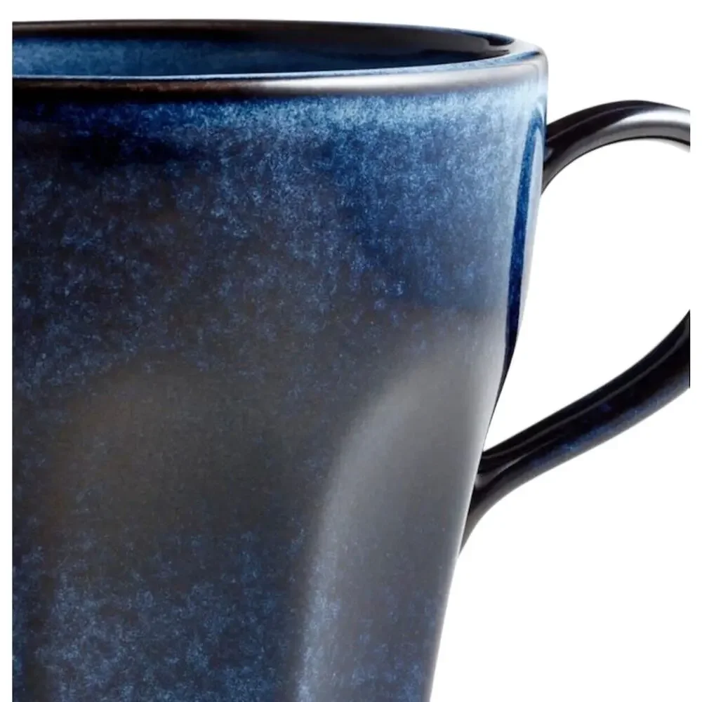 Crate & Barrel Cove Glazed Indigo Blue Coffee Mug, 9 oz., Set Of 4, NWT